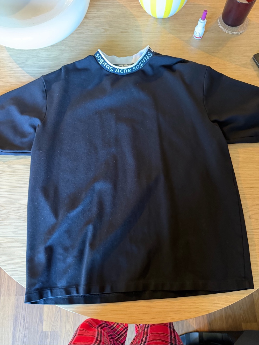 Acne Studios Black Shirt with White Collar Trim